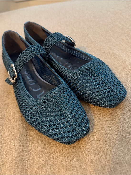 Sam Edelman Shoes - Sam Edelman Michaela Knit Mary Jane Flat in Metallic Navy Woven Fabric. Size 7.5
